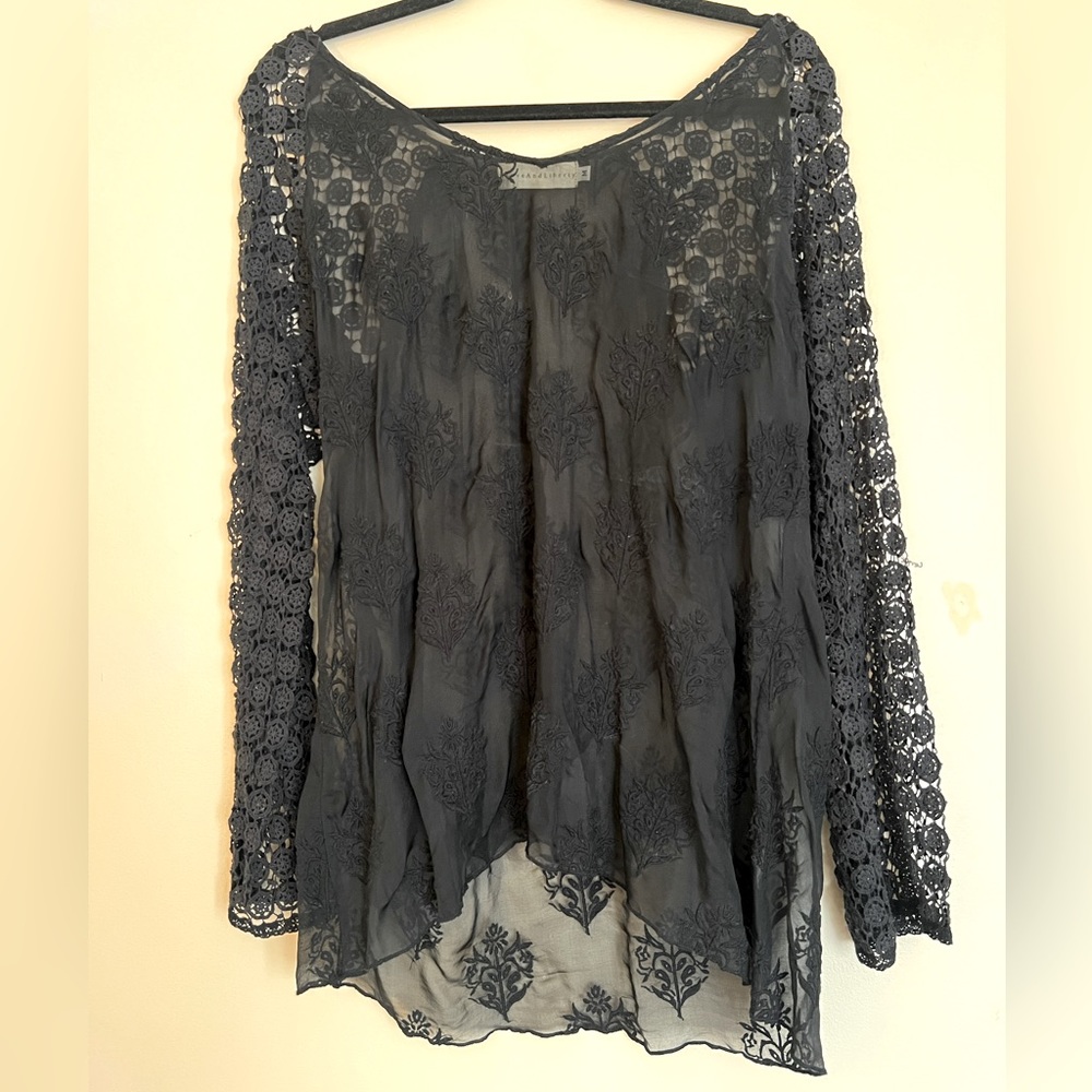 Love & Liberty Black Lace Embroidered Top - Medium